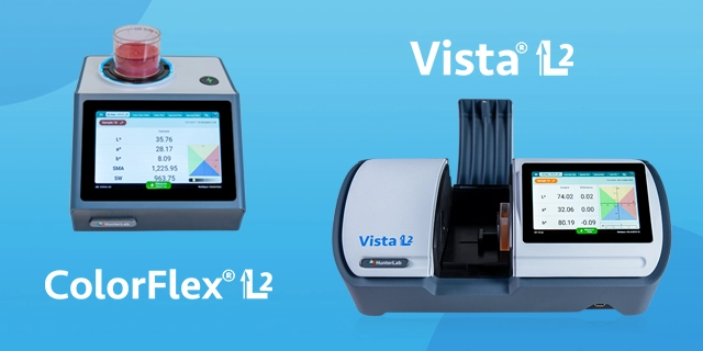 ColorFlex L2 and Vista L2, with sample cups and digital measurement screens visible.