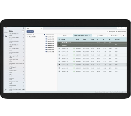 EasyMatch Quality Central software interface
