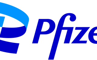 Pfizer logo with both dark and light blue colors