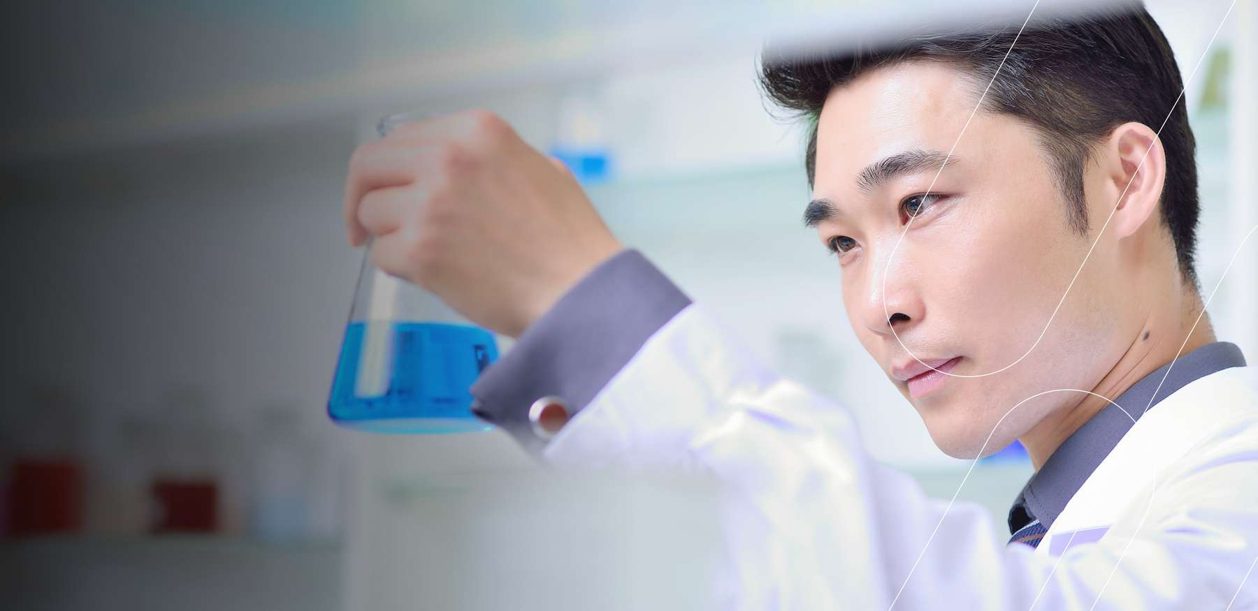 Lab technician working with a sample