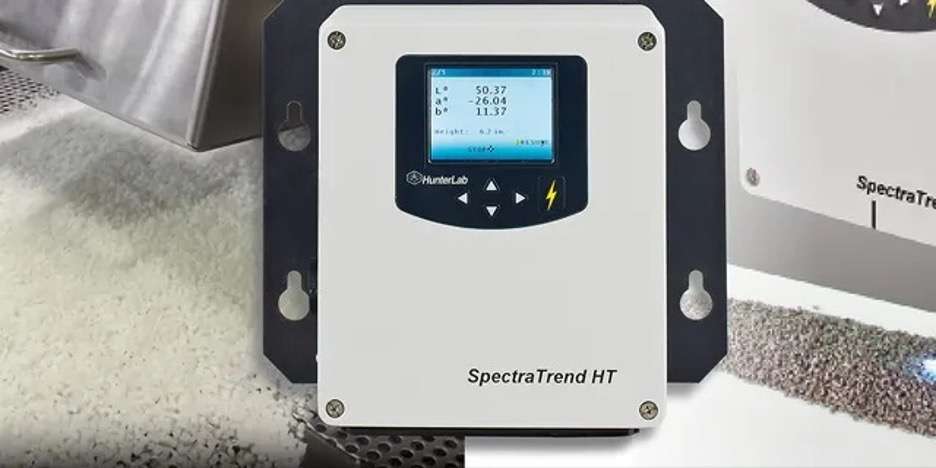 HunterLab SpectraTrend HT measuring the color of plastic pellets, the best in-line color measurement solution.