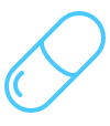 Blue sketch of a pill capsule
