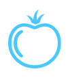 Blue sketch of a tomato